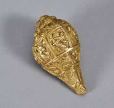 Vintage Engraved Brass Conch Shankh Shell for Prayer Room