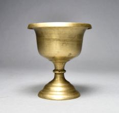 Handmade Brown Finish Bell Metal Holy Cup Stand for Prayer Room