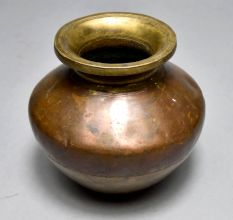 Handmade Brass Copper Holy Ganga Jamuna Water Pot for Rituals