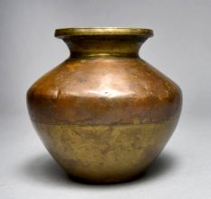 Handmade Brass Copper Holy Ganga Jamuna Water Pot for Rituals