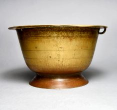 Plain Brown Handmade Brass Holy Pot for Prayer Room