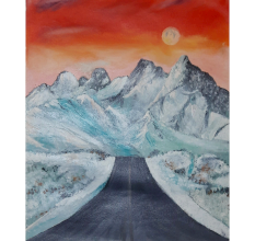 Snow Road to the Mountains Acrylic on Canvas by Artist Gayatri Sharma | 23 x 19 inches