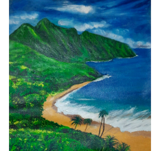 Tropical Coastal Bliss Acrylic on Canvas by Artist Gayatri Sharma | 22 x 19 inches