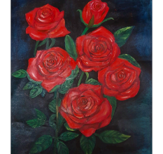 Blooming Red Roses Acrylic on Canvas by Artist Gayatri Sharma | 24 x 21 inches