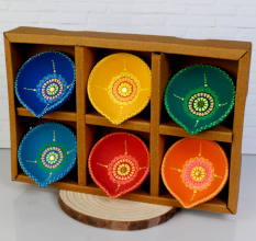 Handmade Washable Terracotta Sada Panti Diya for Home Decor Set of 6
