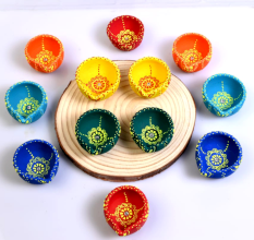 Handmade Washable Terracotta Zero Diya Set of 12