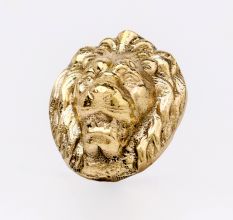 Golden Brass Lion Face Drawer Knob