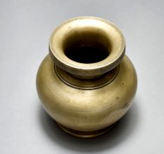 Sturdy Handmade Brass Holy Water Pot in Brown Finish for Decor
