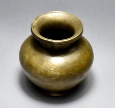 Handmade Brown Vintage Brass Water Pot from South India