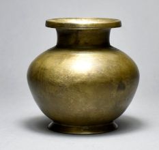 Handmade Brown Vintage Brass Water Pot from South India