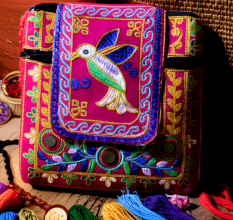 Pink Ethnic Cotton Crossbody Bag with Bird Motif & Mirror Work - Jaipuri Handmade Embroidered Sling Bag