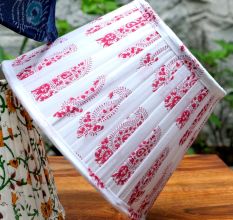 Red Paisley Block Print Pleated Empire Lampshade