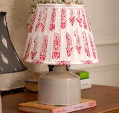 Red Paisley Block Print Pleated Empire Lampshade