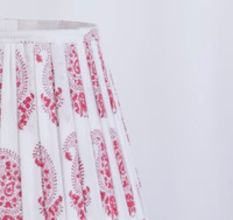 Red Paisley Block Print Pleated Empire Lampshade