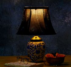 Plume Blue Ikat Bell Lampshade