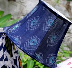 Plume Blue Ikat Bell Lampshade