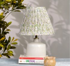 White Green Block Print Empire Lampshade Large