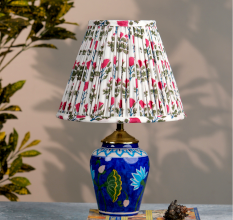 White Pink Block Print Empire Lampshade