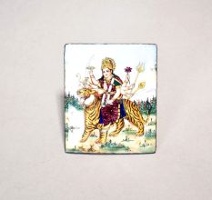 A Vintage Artistic Enamel Work Painting of Durga on Lion( Sherawali mata)