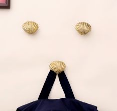 Golden Solid Brass Shell Wall Hooks-3 Pieces