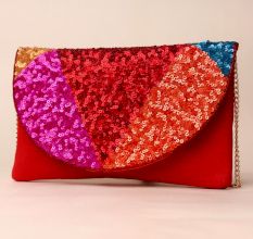 Radiance Spectrum Sequin Sling Bag with Gold Chain Strap