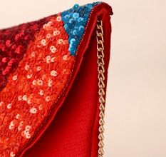 Radiance Spectrum Sequin Sling Bag with Gold Chain Strap