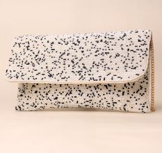 Monochrome Mist Hand-Beaded Sling Bag with Gold Chain Strap