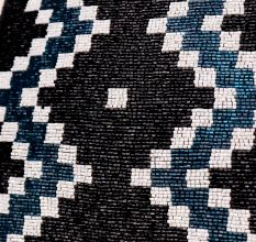 Midnight Mosaic Hand-Beaded Sling Bag with Gold Chain Strap