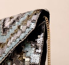 Celestial Shimmer Sequin Sling Bag with Gold Chain Strap