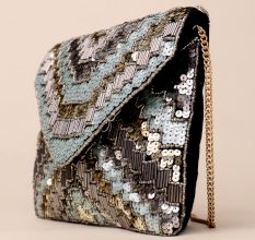 Celestial Shimmer Sequin Sling Bag with Gold Chain Strap