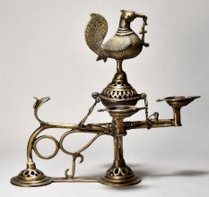 Big Arti Lamp With Having Peacock Of Brass Material