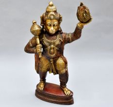 Lord Hanuman In Standing Pose Of Brass Material