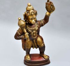 Lord Hanuman In Standing Pose Of Brass Material