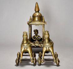 Vintage 2 Horse Cart With Rider Of Brass Material