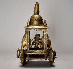 Vintage 2 Horse Cart With Rider Of Brass Material