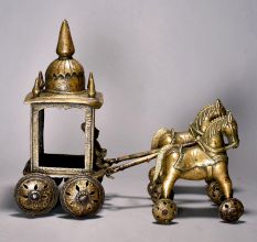 Vintage 2 Horse Cart With Rider Of Brass Material