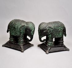 Pair Of Beautiful Elephant Of Metal Material
