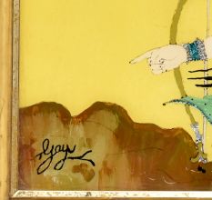 Glass Painting Of Rama and Sita in Yellow Colour