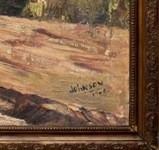 Vintage Wooden Frame With Sign Of Artist Of Canvas Painting