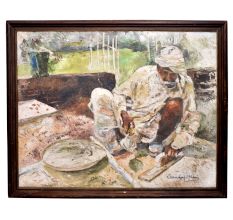 Vintage Oil Painting In Original Wooden Work With Beautiful Art