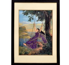 Painting Of Lady On Swing With Clothes Art Work