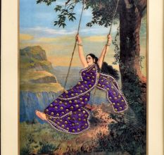 Painting Of Lady On Swing With Clothes Art Work