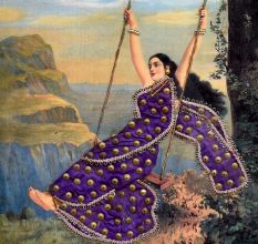 Painting Of Lady On Swing With Clothes Art Work