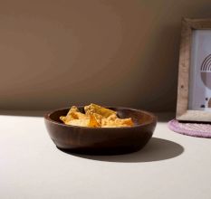 Espresso-Toned Handcrafted Wooden Bowl