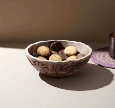 Ornate Wooden Bowl with Handcrafted Detailing