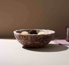 Ornate Wooden Bowl with Handcrafted Detailing