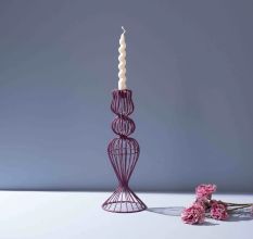 Heather-Toned Iron Wire Candle Holder