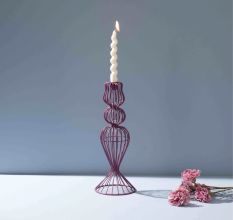 Heather-Toned Iron Wire Candle Holder