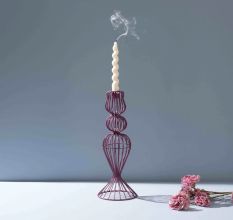 Heather-Toned Iron Wire Candle Holder