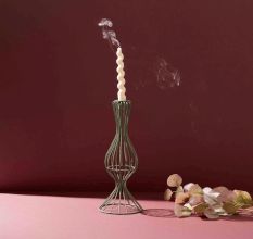 Mossy Twist Iron Taper Holder